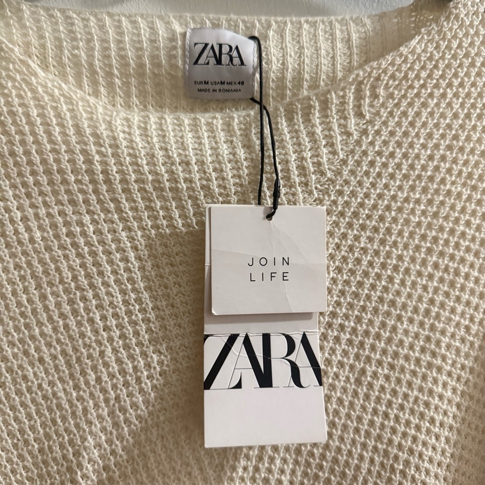 NWT Zara Beige Women's Crew Neck Sweater - Picture 3 of 5